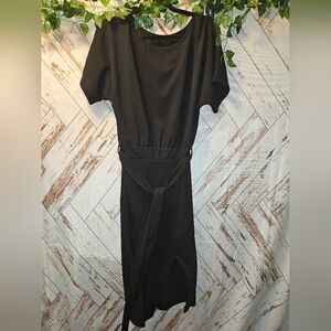 Women's Summer Short Sleeve Crewneck Dress. BLACK. LARGE